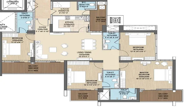 Prestige Oakville 4 BHK Floor Plan